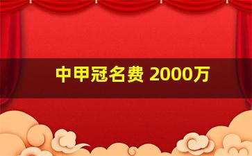 中甲冠名费 2000万